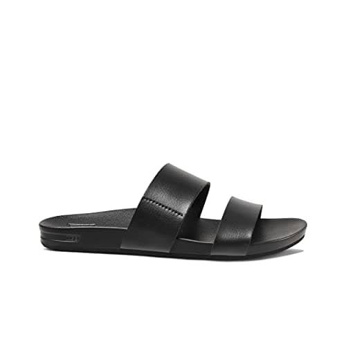 Vegan Leather Slides with Cushion Bounce Footbed Sandals for Women