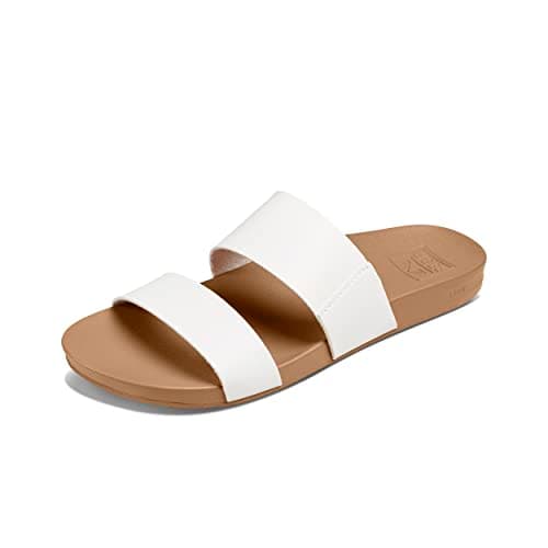 Vegan Leather Slides with Cushion Bounce Footbed Sandals for Women