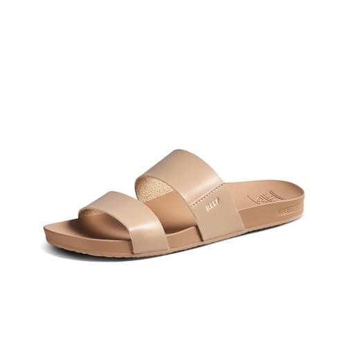 Vegan Leather Slides with Cushion Bounce Footbed Sandals for Women