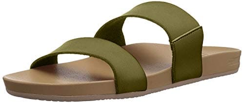 Vegan Leather Slides with Cushion Bounce Footbed Sandals for Women