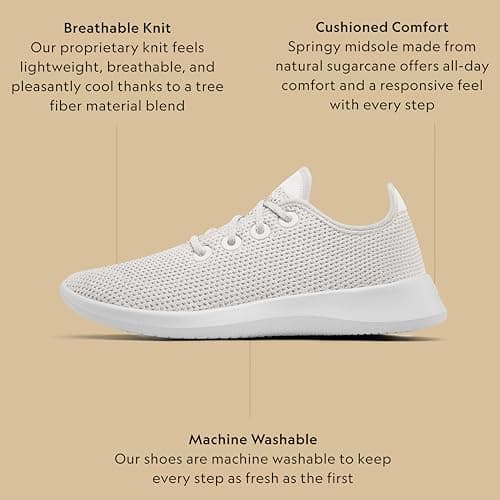 Allbirds Women’s Tree Runners Natural Everyday Sneakers Washing Machine Safe