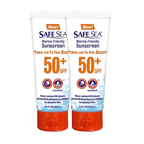 SAFE SEA Anti-Jellyfish Sting Protection Sunscreen, 50SPF for Adults (2 Pack, 3.4 oz Tube)