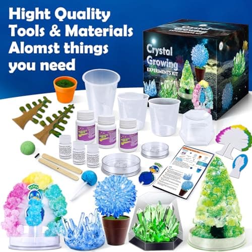 UNGLINGA Crystal Growing Kit: S.T.E.M. Learning for Kids, Grow 5 Vibrant Crystals