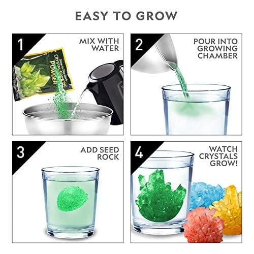 NATIONAL GEOGRAPHIC Mega Crystal Growing Kit, Grow 8 Crystals with Light-Up Stand