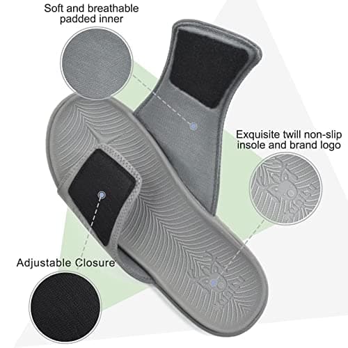 KuaiLu Mens Soft Cushion Arch Support Slides for Plantar Fasciitis Summer Slippers Size 7-15