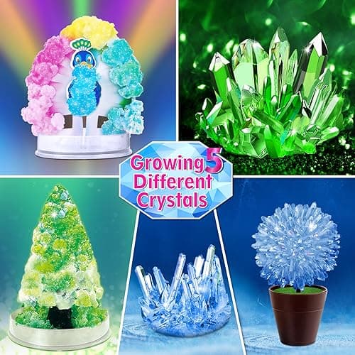 UNGLINGA Crystal Growing Kit: S.T.E.M. Learning for Kids, Grow 5 Vibrant Crystals